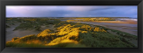 Framed Sand dunes on the beach, Newburgh, River Ythan, Aberdeenshire, Scotland Print
