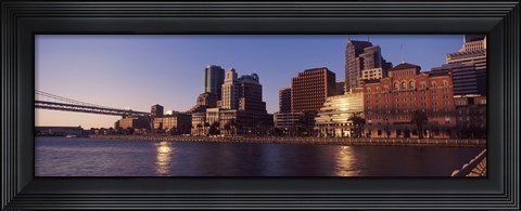 Framed Skyscrapers and Bay Bridge at sunset, San Francisco Bay, San Francisco, California, USA 2012 Print