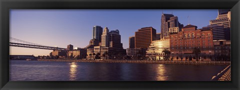 Framed Skyscrapers and Bay Bridge at sunset, San Francisco Bay, San Francisco, California, USA 2012 Print