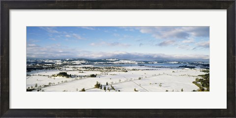 Framed Snow covered landscape, view from Neuschwanstein Castle, Fussen, Bavaria, Germany Print