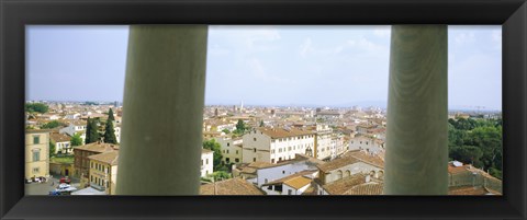 Framed City viewed from the Leaning Tower Of Pisa, Piazza Dei Miracoli, Pisa, Tuscany, Italy Print