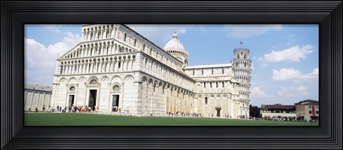 Framed Tower with a cathedral, Leaning Tower Of Pisa, Pisa Cathedral, Piazza Dei Miracoli, Pisa, Tuscany, Italy Print