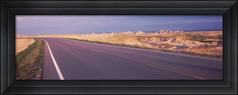 Framed Road passing through the Badlands National Park, South Dakota Print