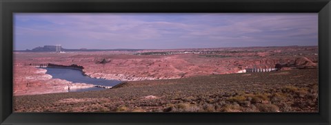 Framed Dam on a lake, Glen Canyon Dam, Lake Powell, Utah/Arizona, USA Print