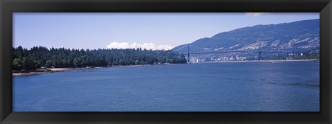 Framed Lions Gate Bridge with Mountain in the Background, Vancouver, British Columbia, Canada Print