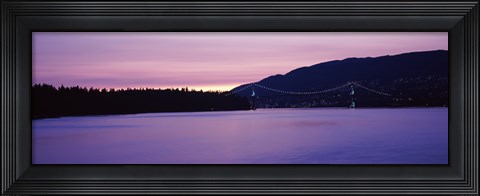 Framed Lions Gate Bridge at dusk, Vancouver, British Columbia, Canada Print