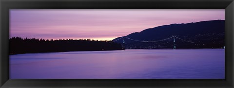 Framed Lions Gate Bridge at dusk, Vancouver, British Columbia, Canada Print