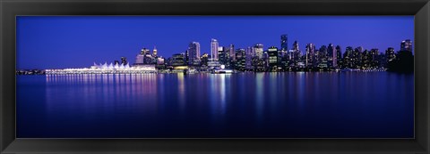 Framed Vancouver skyline at night, British Columbia, Canada Print