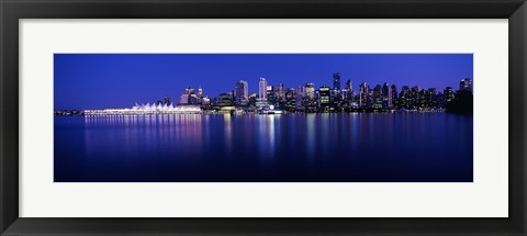 Framed Vancouver skyline at night, British Columbia, Canada Print