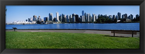 Framed River walk with skylines in the background, Vancouver, British Columbia, Canada 2013 Print