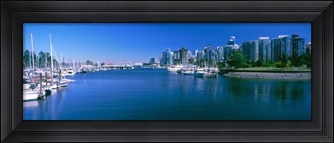Framed Boats at a marina, Vancouver, British Columbia, Canada Print