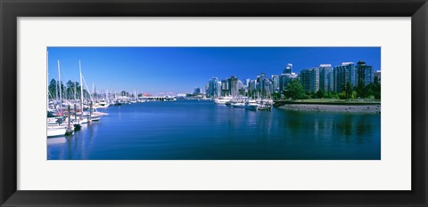 Framed Boats at a marina, Vancouver, British Columbia, Canada Print