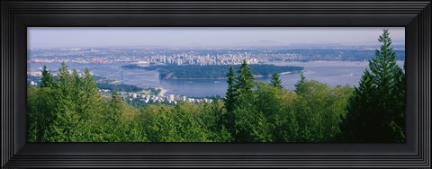 Framed Vancouver viewed from from a far, British Columbia, Canada Print