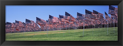 Framed American flags in memory of 9/11, Pepperdine University, Malibu, California Print