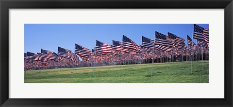 Framed American flags in memory of 9/11, Pepperdine University, Malibu, California Print