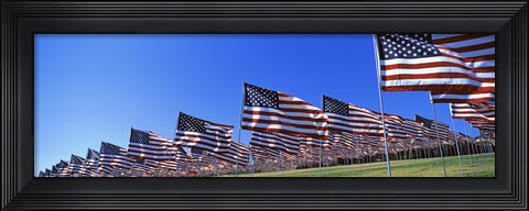 Framed American flags, Pepperdine University, Malibu, California Print