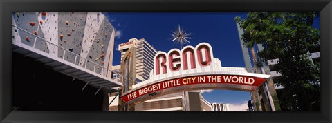 Framed Low angle view of the Reno Arch at Virginia Street, Reno, Nevada Print