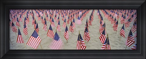 Framed 9/11 tribute flags, Pepperdine University, Malibu, California, USA Print