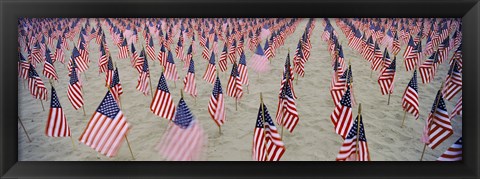 Framed 9/11 tribute flags, Pepperdine University, Malibu, California, USA Print