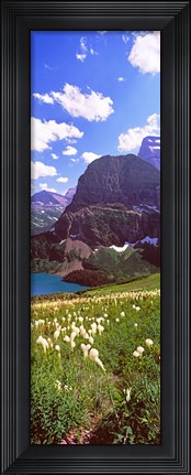 Framed Beargrass with Grinnell Lake in the background, US Glacier National Park, Montana Print