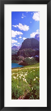 Framed Beargrass with Grinnell Lake in the background, US Glacier National Park, Montana Print