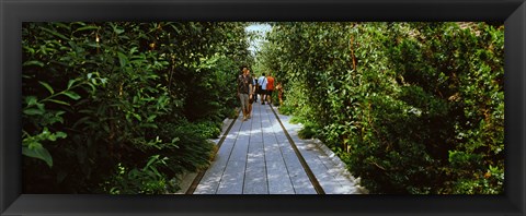 Framed People walking on walkway in an elevated park, High Line, New York City, New York State, USA Print