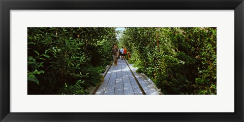 Framed People walking on walkway in an elevated park, High Line, New York City, New York State, USA Print