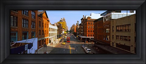 Framed Buildings along a road in a city, view from High Line, New York City, New York State, USA Print