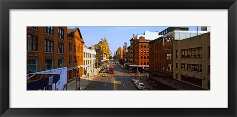 Framed Buildings along a road in a city, view from High Line, New York City, New York State, USA Print