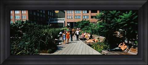 Framed Tourists in an elevated park, High Line, New York City, New York State Print