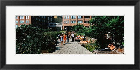 Framed Tourists in an elevated park, High Line, New York City, New York State Print