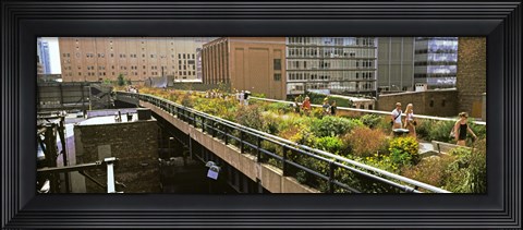 Framed Tourists in an elevated park, High Line, Manhattan, New York City, New York State, USA Print