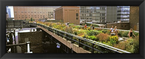 Framed Tourists in an elevated park, High Line, Manhattan, New York City, New York State, USA Print