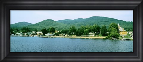 Framed Lake George shore line, New York State, USA Print