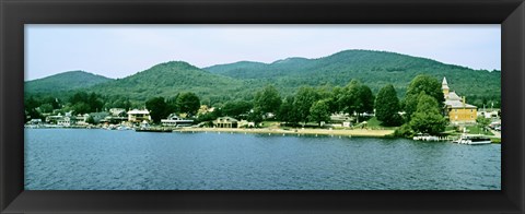 Framed Lake George shore line, New York State, USA Print