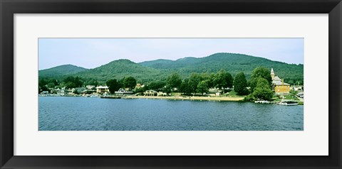 Framed Lake George shore line, New York State, USA Print
