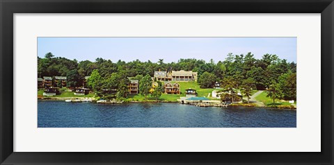 Framed Buildings along Lake George, New York State, USA Print