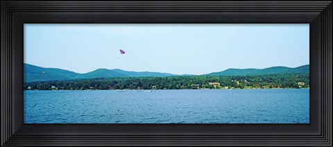 Framed Parasailing on Lake George, New York State, USA Print