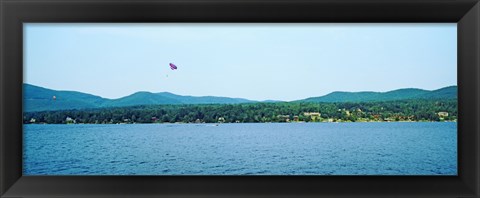 Framed Parasailing on Lake George, New York State, USA Print