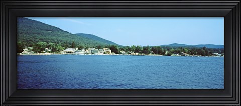 Framed View of a dock, Lake George, New York State, USA Print