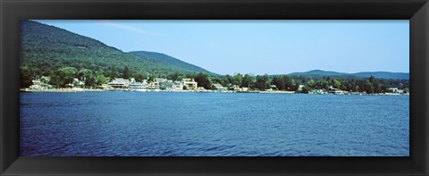 Framed View of a dock, Lake George, New York State, USA Print