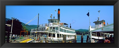 Framed Minne Ha Ha Steamboat at dock, Lake George, New York State, USA Print