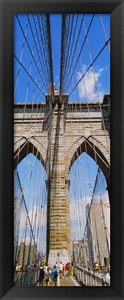 Framed People at a suspension bridge, Brooklyn Bridge, New York City, New York State, USA Print