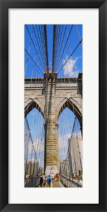 Framed People at a suspension bridge, Brooklyn Bridge, New York City, New York State, USA Print