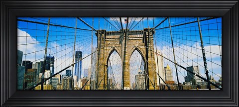 Framed Brooklyn Bridge with Freedom Tower, New York City, New York State Print