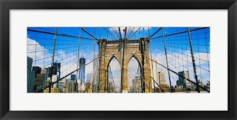 Framed Brooklyn Bridge with Freedom Tower, New York City, New York State Print