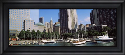 Framed Boats at North Cove Yacht Harbor, New York City (horizontal) Print