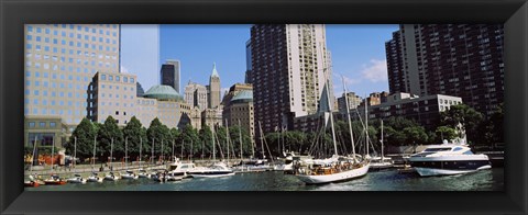 Framed Boats at North Cove Yacht Harbor, New York City (horizontal) Print