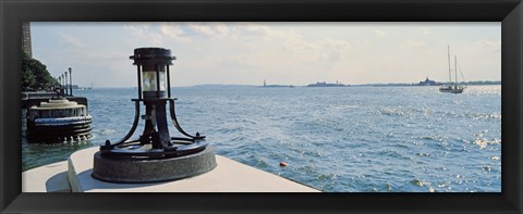 Framed Navigational light at a harbor, New York City, New York State, USA Print