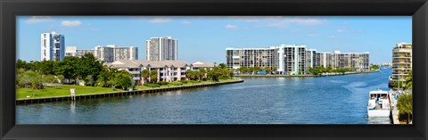 Framed Buildings on Intracoastal Waterway, Hollywood Beach, Hollywood, Florida Print